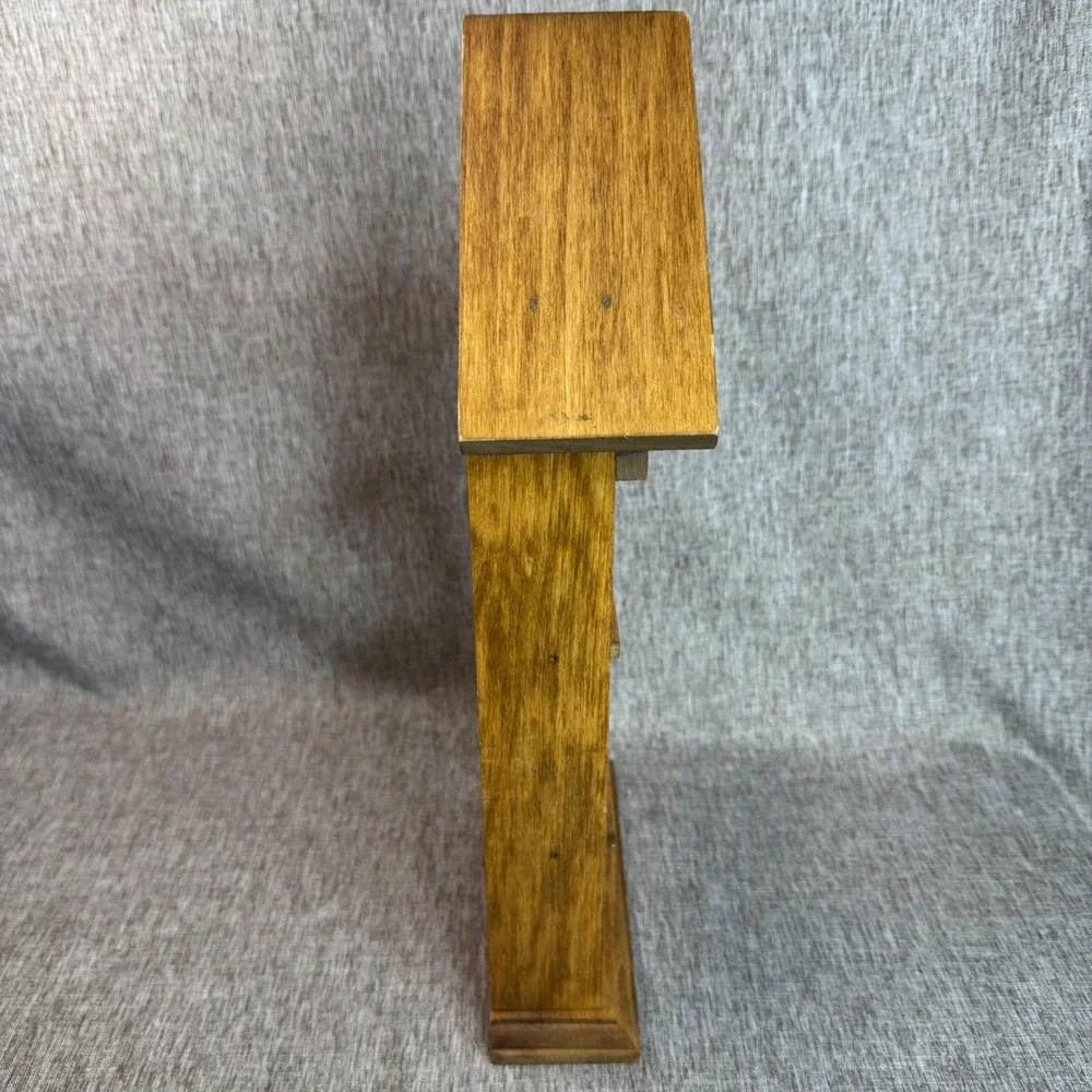 Vintage Wooden House Display Shelf 3 Tier Brown Stained Trinket Curio Stand
